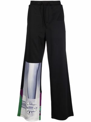 LANVIN graphic-print wide-leg track pants - Black