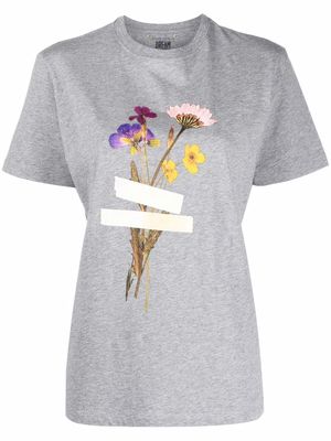 Golden Goose taped floral print T-shirt - Grey