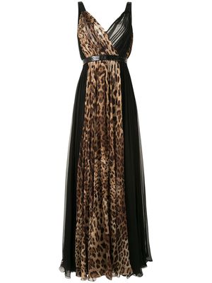 Dolce & Gabbana leopard-print panelled long dress - Multicolour