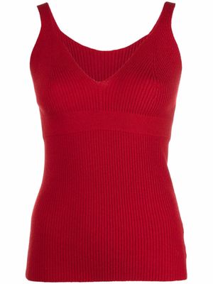 AMI AMALIA paper yarn ribbed-knit vest - Red