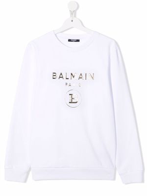 Balmain Kids TEEN logo-print sweatshirt - White