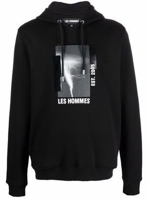 Les Hommes graphic-print hoodie - Black
