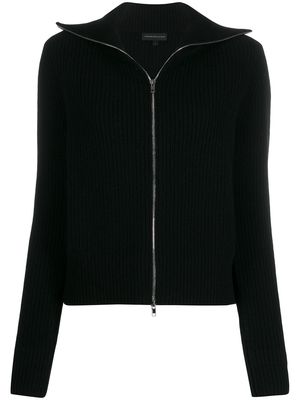 Cashmere In Love ribbed roll-neck Isla cardigan - Black