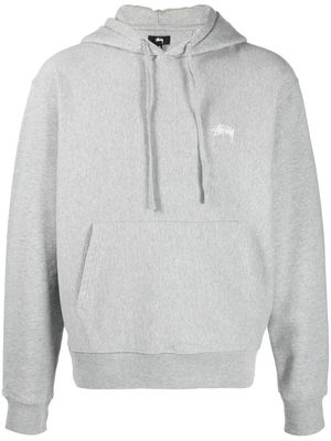 Stussy logo embroidered cotton hoodie - Grey
