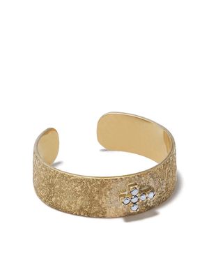 Feidt Paris 9kt yellow gold sapphire cross band ring