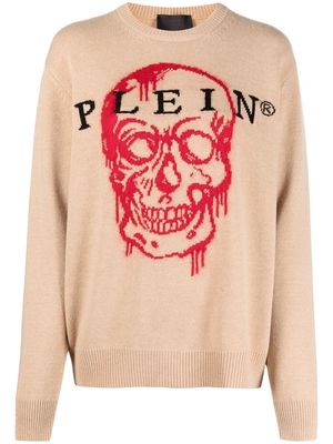 Philipp Plein intarsia-knit skull jumper - Neutrals