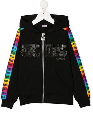 Gcds Kids logo-print zipped hoodie - Black