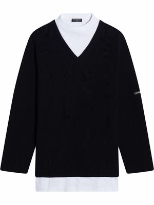 Balenciaga layered V-neck jumper - Black