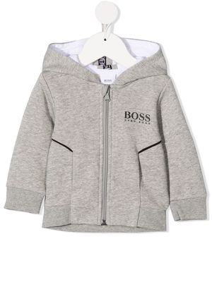 BOSS Kidswear logo-print zip-up hoodie - Grey