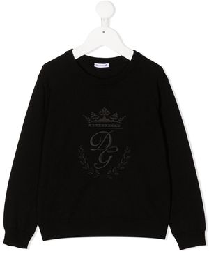 Dolce & Gabbana Kids heritage embroidery jumper - Black