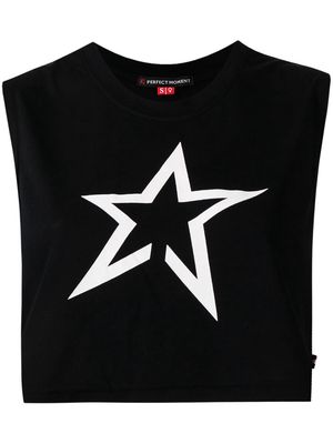 Perfect Moment logo-print cropped tank top - Black