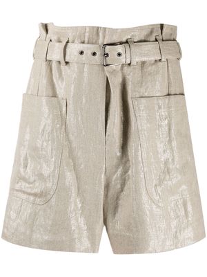 Brunello Cucinelli belted high-rise shorts - Gold