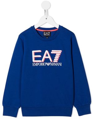 Emporio Armani Kids logo-print cotton sweatshirt - Blue