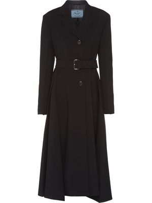 Prada belted mid-length coat - Black