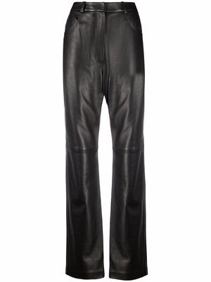 12 STOREEZ straight leg leather trousers - Black