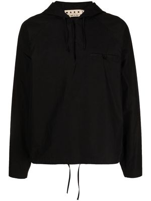 Marni drawstring hem cotton hoodie - Black
