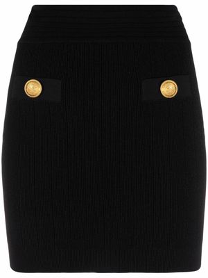 Balmain decorative button mini skirt - Black