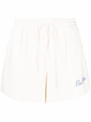 BLUE SKY INN embroidered logo track shorts - White