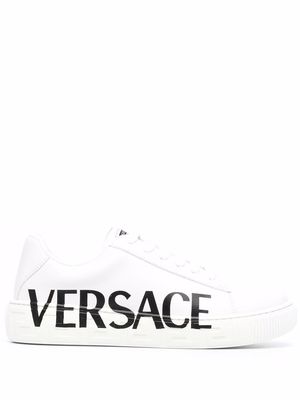 Versace Kids Greca logo-print lace-up trainers - White