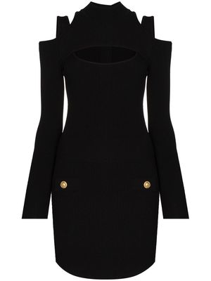 Balmain cut-out long-sleeve minidress - Black
