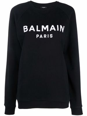 Balmain flocked logo-print sweatshirt - Black