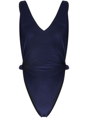 Adriana Degreas Solid knot-detail swimsuit - Blue