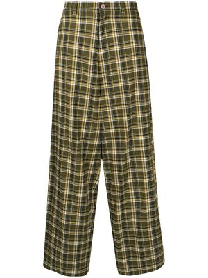 UNDERCOVER tartan wide-leg trousers - Green