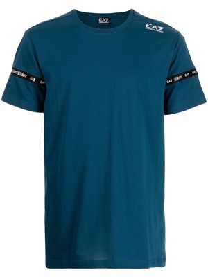 Ea7 Emporio Armani logo-tape cotton T-Shirt - Blue
