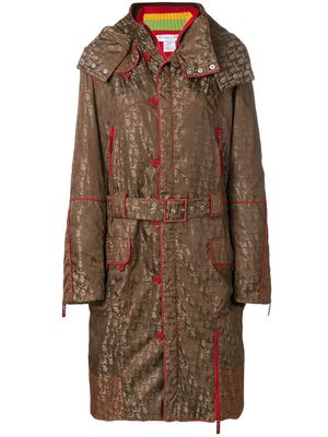 Christian Dior pre-owned logo print hooded coat - Brown