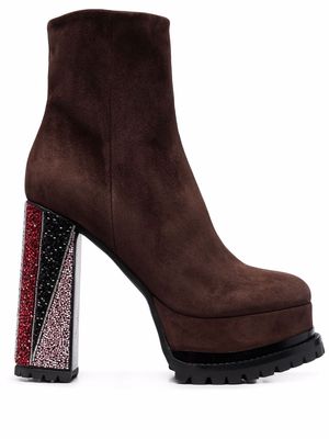 HAUS OF HONEY Lust bead-embellished platform boots - Brown