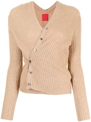 Cashmere In Love Inez ribbed-knit cropped cardigan - Brown