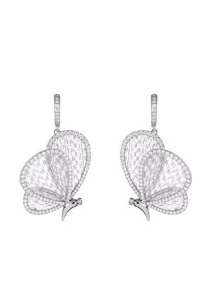 Boghossian 18kt white gold Titanium Fiber butterfly diamond medium earrings - Silver