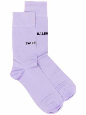 Balenciaga intarsia logo mid-calf socks - Purple