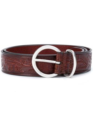 Anderson's floral textured belt - Brown