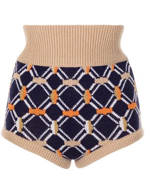 SONIA RYKIEL intarsia wool mini shorts - Blue