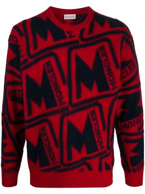 Moncler large logo wool sweater - Red