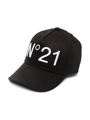 Nº21 Kids logo-print baseball cap - Black