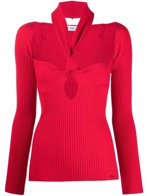 The Attico cut-out halterneck knitted top - Red