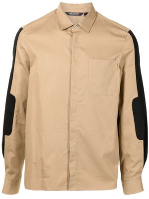 Neil Barrett colour-block long-sleeve shirt - Brown