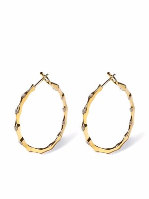AS29 18kt yellow gold Bamboo diamond hoop earrings