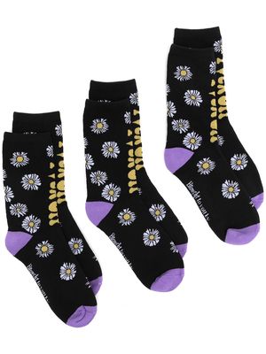 Natasha Zinko slogan-floral knit socks - Black