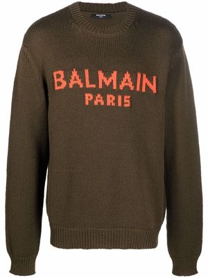 Balmain logo knit jumper - Green