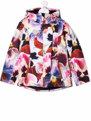 Molo floral-print hooded padded jacket - Pink