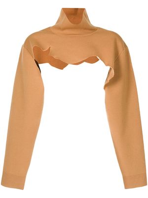 Tibi distressed-effect roll-neck knitted top - Brown