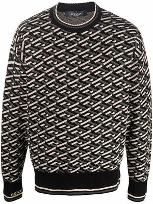 Versace La Greca geometric pattern jumper - Black