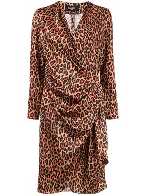 Paule Ka leopard print wrap dress - Brown