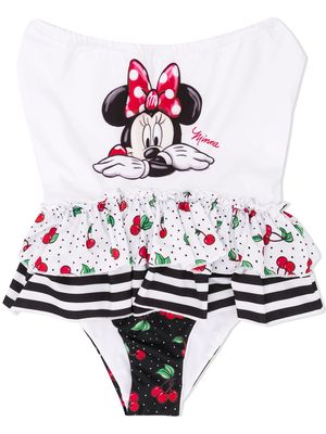 Monnalisa Minnie Mouse print swimsuit - White