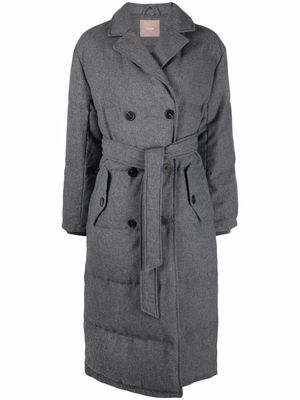 12 STOREEZ belted double-breasted puffer coat - Grey