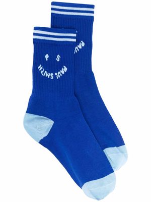 PAUL SMITH intarsia-knit logo socks - Blue