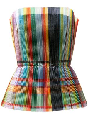 Isabel Sanchis glazed metallic pleated peplum top - Multicolour